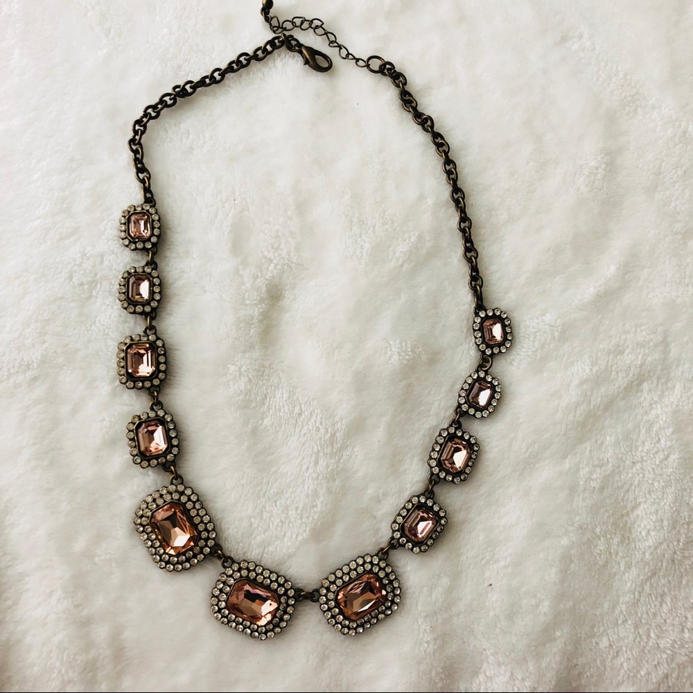 Vintage Style Rhyme-stones pink stones necklace